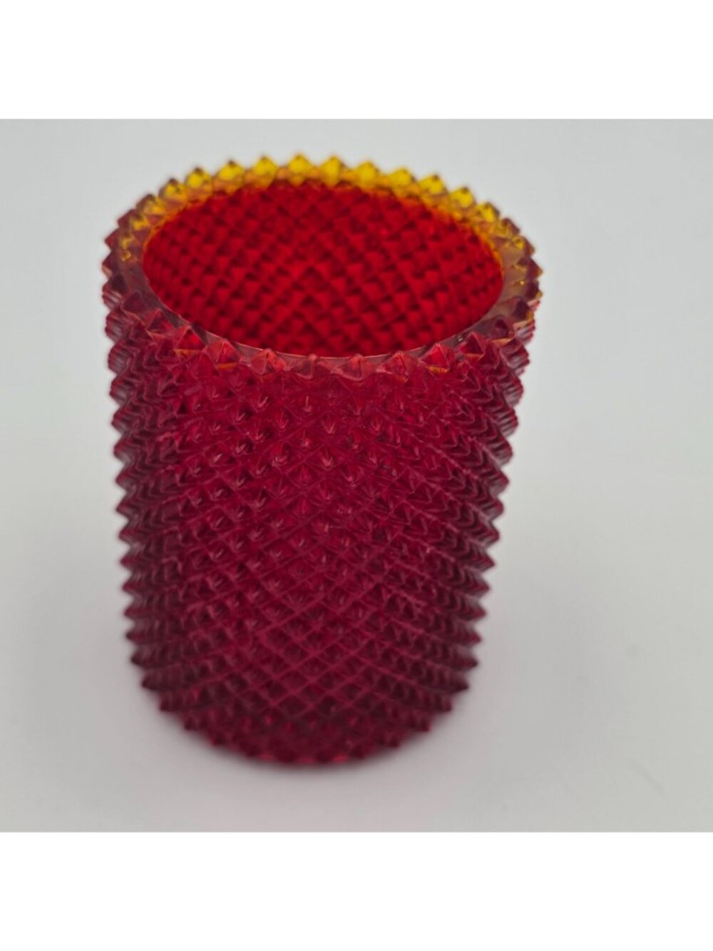 Faroy Red Diamond Point Glass Votive Candle Holder USA Made 2.75" - Picture 3 of 10